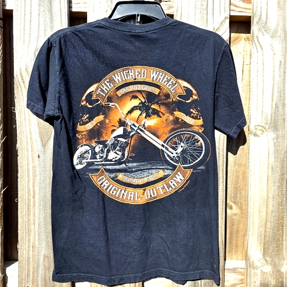 48) WICKED WHEEL Motorcycle T-Shirt Sz. Small
